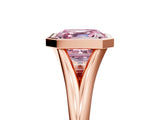 Rose gold Bezel Set Fancy Pink Asscher  Cut Solitaire Ring with Tapered Band