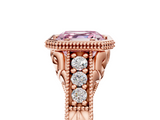 Rose gold Bezel Set Fancy Pink Asscher  Diamond Milgrain Pave Engagement Ring_22