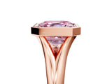 Rose gold Bezel Set Fancy Pink Asscher  Solitaire Diamond Ring with Smooth Band 1