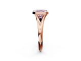 Rose gold Bezel Set Fancy Pink Asscher  Solitaire Diamond Ring with Smooth Band 4