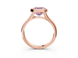 Rose gold Bezel Set Fancy Pink Asscher  Solitaire Diamond Ring with Smooth Band 5