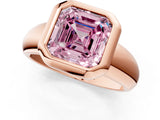 Rose gold Bezel Set Fancy Pink Asscher  Solitaire Ring with Wide Band 1