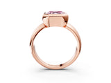 Rose gold Bezel Set Fancy Pink Asscher  Solitaire Ring with Wide Band 3