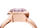Rose gold Bezel Set Fancy Pink Asscher  Solitaire Ring with Wide Band 4