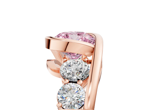 Rose gold Bezel Set Fancy Pink Cushion Cut Diamond Split Shank Ring_5