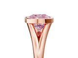 Rose gold Bezel Set Fancy Pink Cushion  Cut Solitaire Ring with Tapered Band 5