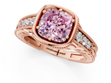 Rose gold Bezel Set Fancy Pink Cushion  Diamond Milgrain Pave Engagement Ring_33