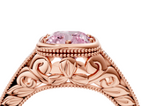 Rose gold Bezel Set Fancy Pink Cushion  Diamond Milgrain Pave Engagement Ring_36