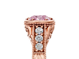 Rose gold Bezel Set Fancy Pink Cushion  Diamond Milgrain Pave Engagement Ring_37