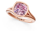 Rose gold Bezel Set Fancy Pink Cushion  Solitaire Diamond Ring with Smooth Band 2