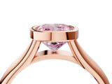 Rose gold Bezel Set Fancy Pink Cushion  Solitaire Diamond Ring with Smooth Band 5