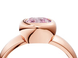 Rose gold Bezel Set Fancy Pink Cushion  Solitaire Ring with Wide Band