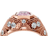 Rose gold Bezel Set Fancy Pink Emerald Cut Diamond Milgrain Band Ring_4