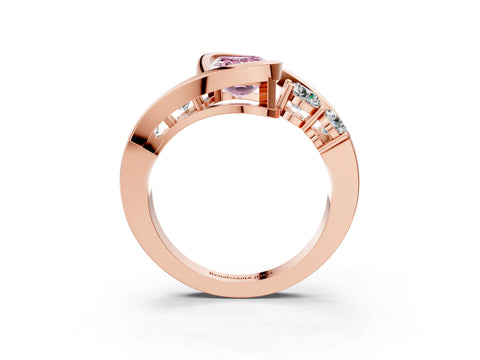 Rose gold Bezel Set Fancy Pink Emerald Cut Diamond Split Shank Ring_3