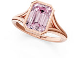 Rose gold Bezel Set Fancy Pink Emerald  Cut Solitaire Ring with Tapered Band 3