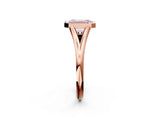 Rose gold Bezel Set Fancy Pink Emerald  Cut Solitaire Ring with Tapered Band 4