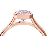 Rose gold Bezel Set Fancy Pink Emerald  Cut Solitaire Ring with Tapered Band
