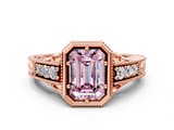 Rose gold Bezel Set Fancy Pink Emerald  Diamond Milgrain Pave Engagement Ring_33