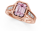 Rose gold Bezel Set Fancy Pink Emerald  Diamond Milgrain Pave Engagement Ring_34
