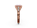 Rose gold Bezel Set Fancy Pink Emerald  Diamond Milgrain Pave Engagement Ring_35