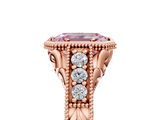 Rose gold Bezel Set Fancy Pink Emerald  Diamond Milgrain Pave Engagement Ring_38