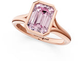 Rose gold Bezel Set Fancy Pink Emerald  Solitaire Diamond Ring with Smooth Band 2