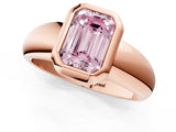 Rose gold Bezel Set Fancy Pink Emerald  Solitaire Ring with Wide Band 2
