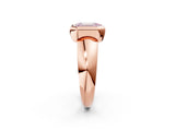 Rose gold Bezel Set Fancy Pink Emerald  Solitaire Ring with Wide Band 3