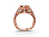 Rose gold Bezel Set Fancy Pink Heart Cut Diamond Milgrain Band Ring_3