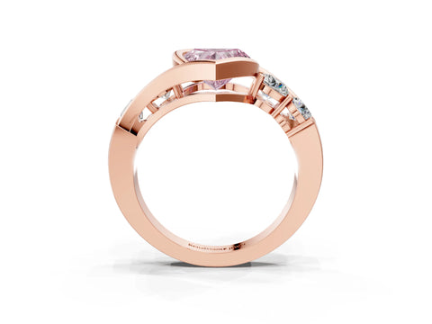 Rose gold Bezel Set Fancy Pink Heart Cut Diamond Split Shank Ring_3