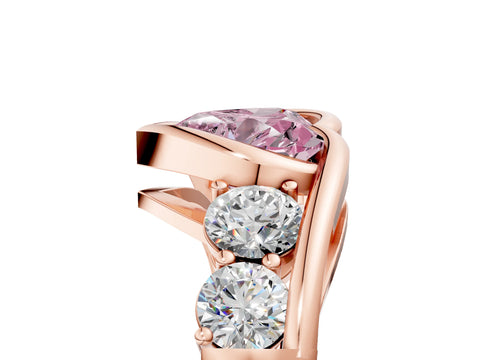 Rose gold Bezel Set Fancy Pink Heart Cut Diamond Split Shank Ring_5