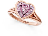 Rose gold Bezel Set Fancy Pink Heart  Cut Solitaire Ring with Tapered Band 1