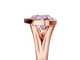 Rose gold Bezel Set Fancy Pink Heart  Cut Solitaire Ring with Tapered Band 5