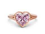 Rose gold Bezel Set Fancy Pink Heart  Cut Solitaire Ring with Tapered Band