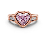 Rose gold Bezel Set Fancy Pink Heart  Diamond Milgrain Pave Engagement Ring_32
