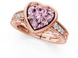 Rose gold Bezel Set Fancy Pink Heart  Diamond Milgrain Pave Engagement Ring_33