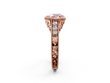 Rose gold Bezel Set Fancy Pink Heart  Diamond Milgrain Pave Engagement Ring_34