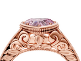 Rose gold Bezel Set Fancy Pink Heart  Diamond Milgrain Pave Engagement Ring_36