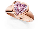Rose gold Bezel Set Fancy Pink Heart  Solitaire Ring with Wide Band 1