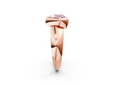Rose gold Bezel Set Fancy Pink Heart  Solitaire Ring with Wide Band 2