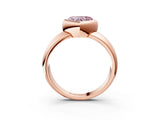 Rose gold Bezel Set Fancy Pink Heart  Solitaire Ring with Wide Band 3