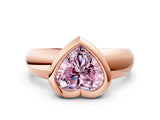 Rose gold Bezel Set Fancy Pink Heart  Solitaire Ring with Wide Band