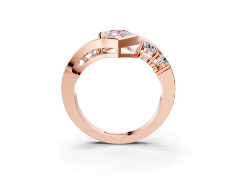 Rose gold Bezel Set Fancy Pink Marquise Cut Diamond Split Shank Ring_3