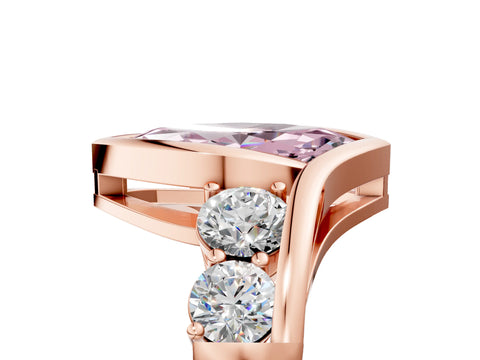 Rose gold Bezel Set Fancy Pink Marquise Cut Diamond Split Shank Ring_5