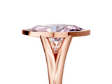 Rose gold Bezel Set Fancy Pink Marquise  Cut Solitaire Ring with Tapered Band 1