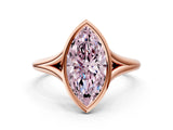 Rose gold Bezel Set Fancy Pink Marquise  Cut Solitaire Ring with Tapered Band 2