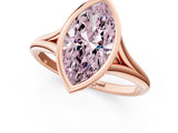 Rose gold Bezel Set Fancy Pink Marquise  Cut Solitaire Ring with Tapered Band 3