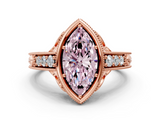 Rose gold Bezel Set Fancy Pink Marquise  Diamond Milgrain Pave Engagement Ring_33