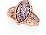 Rose gold Bezel Set Fancy Pink Marquise  Diamond Milgrain Pave Engagement Ring_34