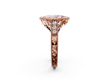 Rose gold Bezel Set Fancy Pink Marquise  Diamond Milgrain Pave Engagement Ring_35